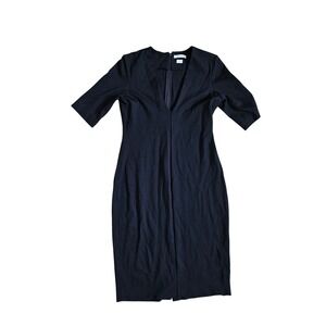 Babaton Leon Black Fitted V Neck Knee Length Dress size 10 Aritzia